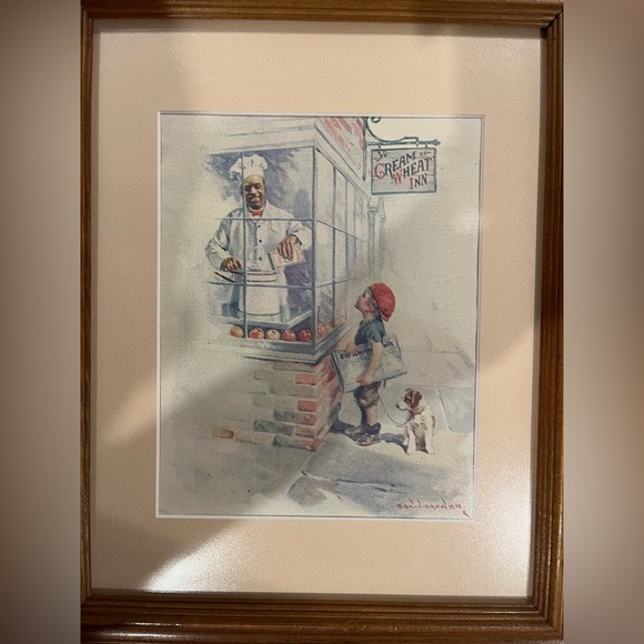 Vintage 1923 “Cream Of Wheat Inn” Original Magazine Framed AD By Edward Brewer - Picture 3 of 9